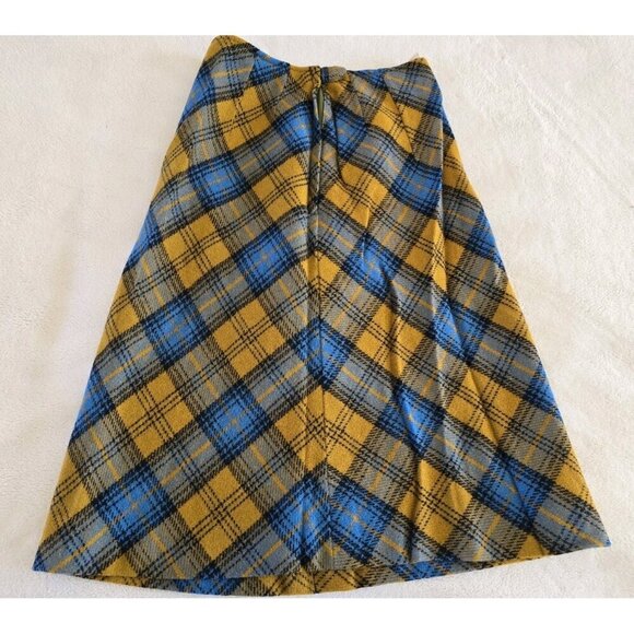 Vintage Wool Skirt Junior Womens Blue Plaid By Jantzen - Picture 3 of 7